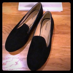 Bamboo Faux Black Suede Loafers Size 9